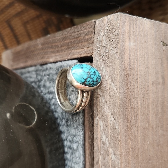 Stunning Vintage Native American Navajo Spiderweb Turquoise Ring 💍 🕷 - Picture 13 of 15